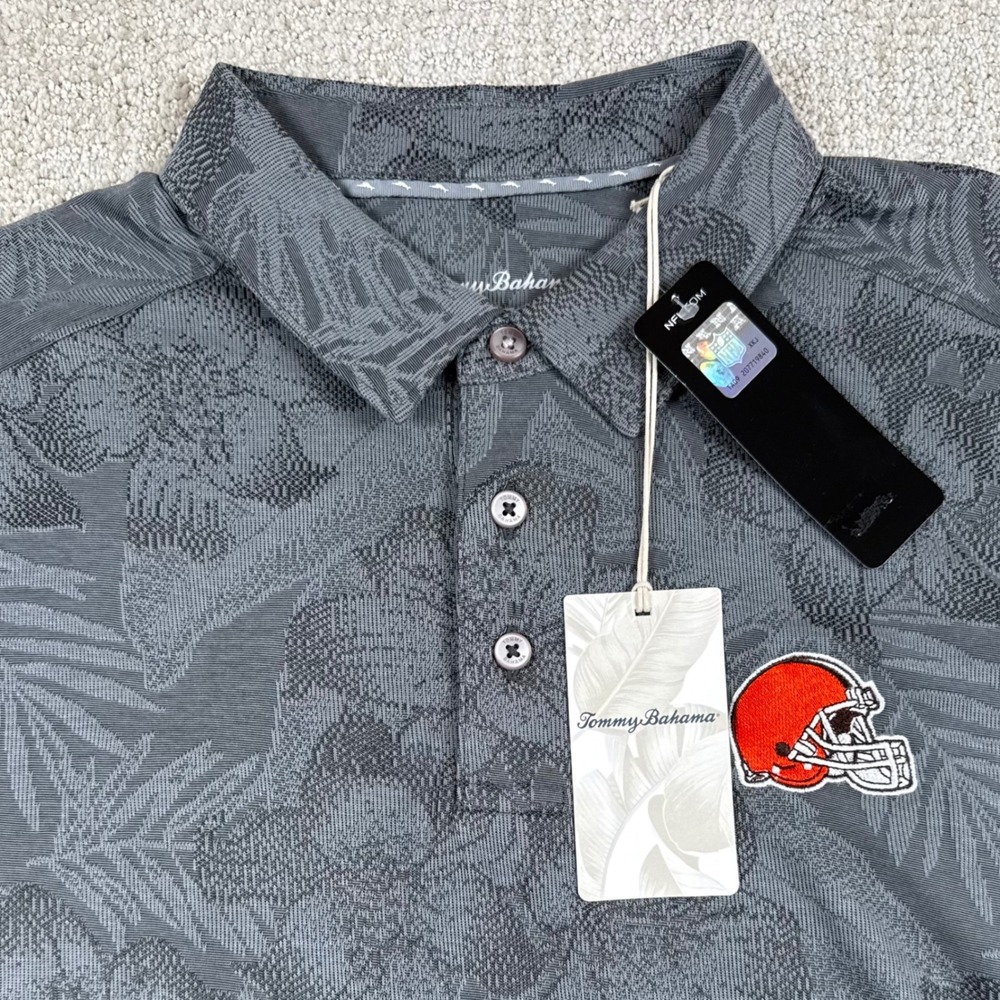 NEW Tommy Bahama Mens XL Cleveland Browns Tropical Floral IslandZone Polo Shirt